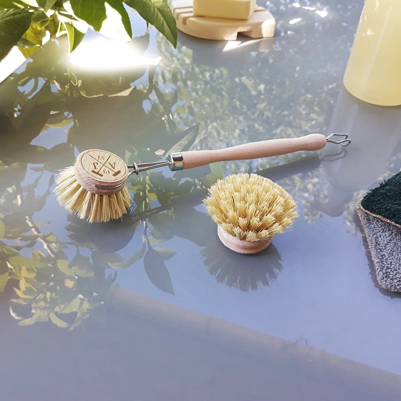 Lot De 6 Têtes De Brosse à Vaisselle En Hêtre Et Sisal - Rechargeables, écologiques